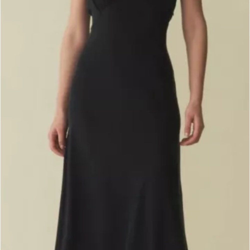 Doen Claire Dress Black Silk Bias Cut Lace Flutter Sleeve NWT - Picture 7 of 10